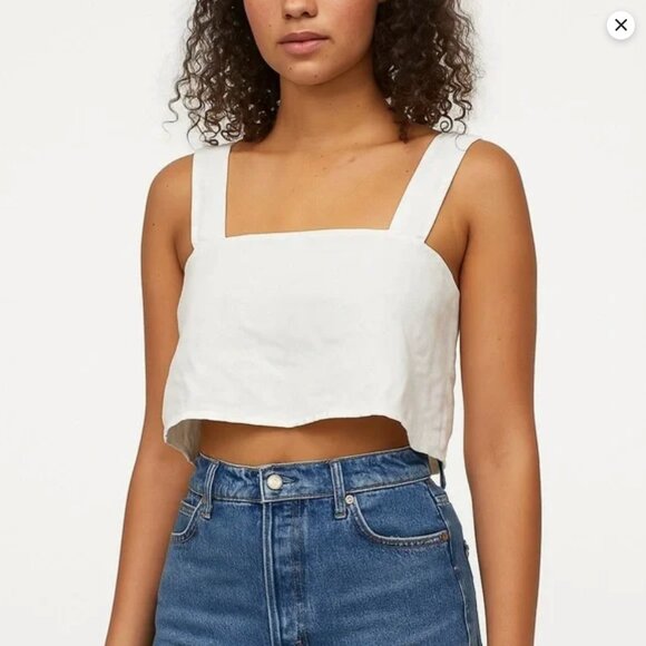 Reformation Lorin Linen Crop Top in White, Size Small - Picture 4 of 11
